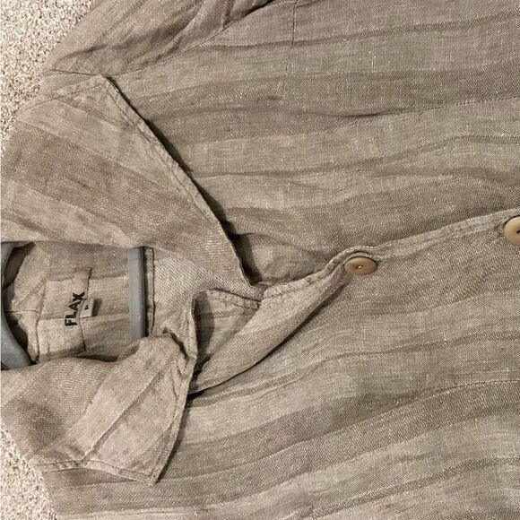Flax Tan Linen Blazer Top Size small - Picture 6 of 9